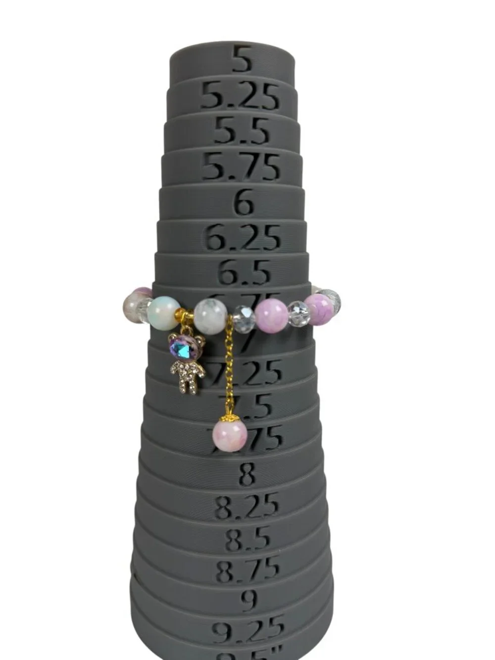 Galaxy Astronaut Bear Ice-Crackle Glass Beaded Stretch Bracelet